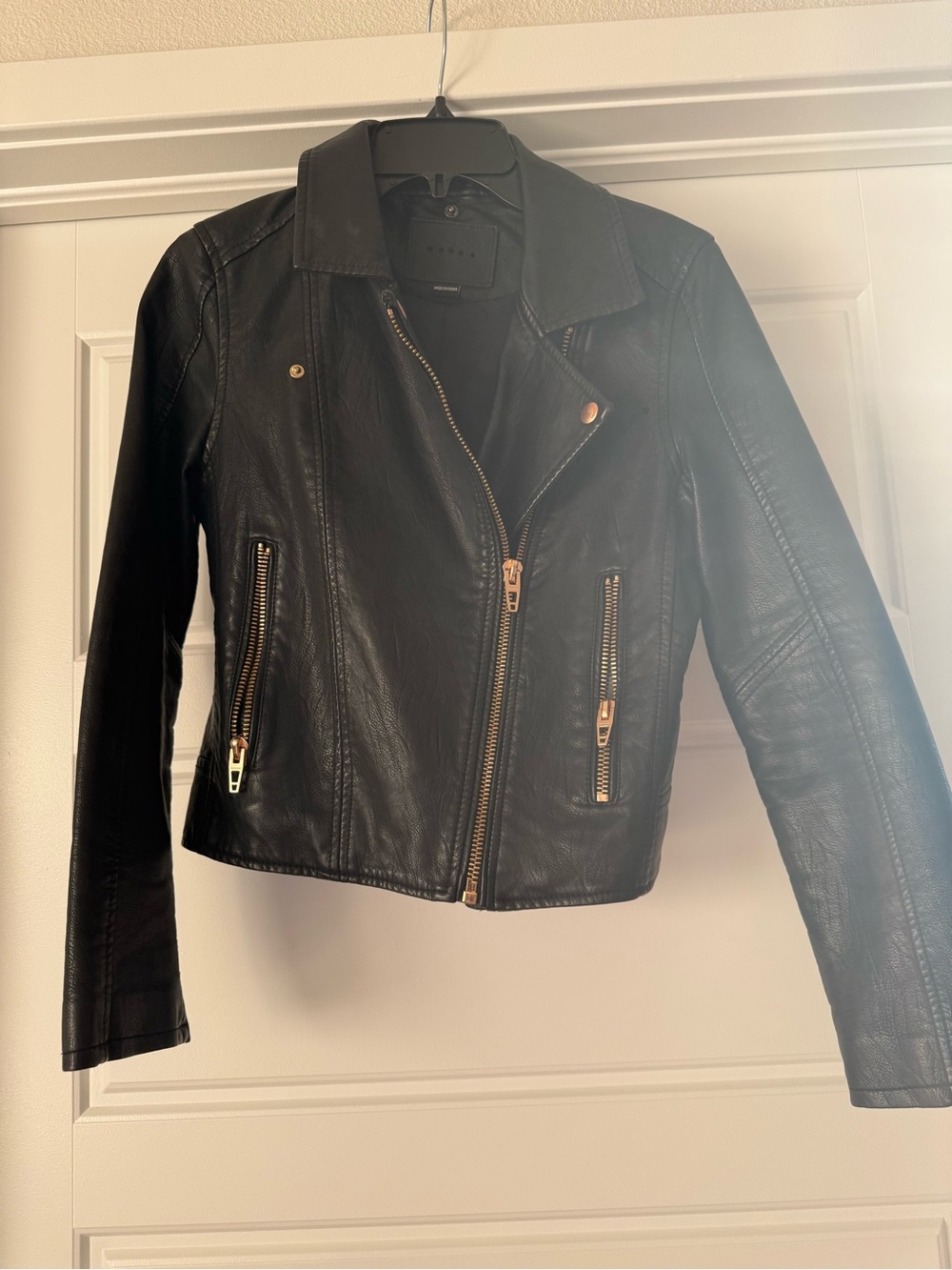 Black Leather Moto Jacket - Women's Classic Biker Style